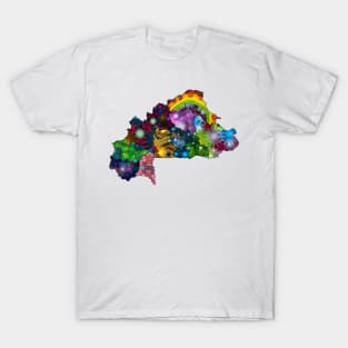 Spirograph Patterned Burkina Faso Provinces Map T-Shirt